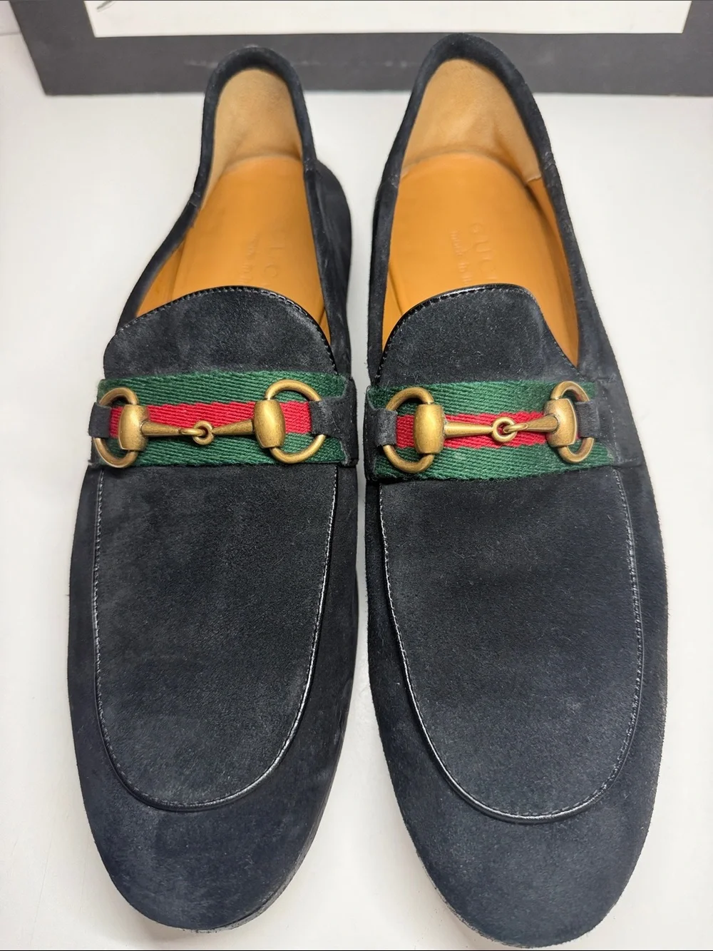Gucci Web Black Suede Horesbit Loafers Mens Size UK 7 US 8
